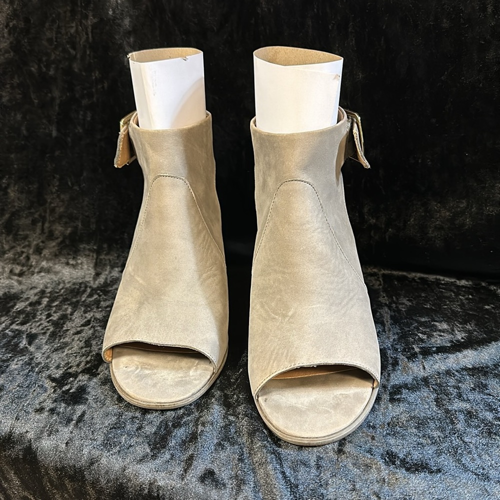 Vionic Perk Blakely Open Toe Slingback Heel Peep Toe Booties Grey Leather 8.5 - Picture 2 of 7